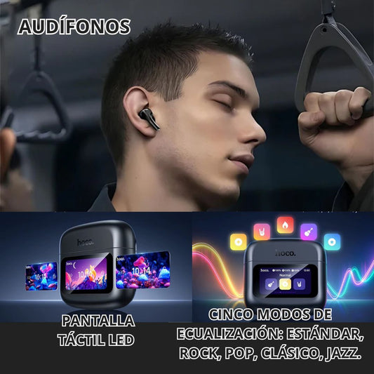 AUDÍFONOS INALÁMBRICOS CON PANTALLA TÁCTIL INTELIGENTE LED