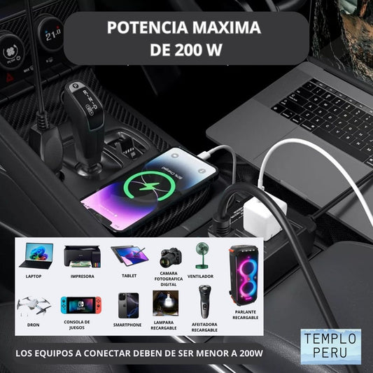 INVERSOR DE 12Vdc A 220Vac - 200W
